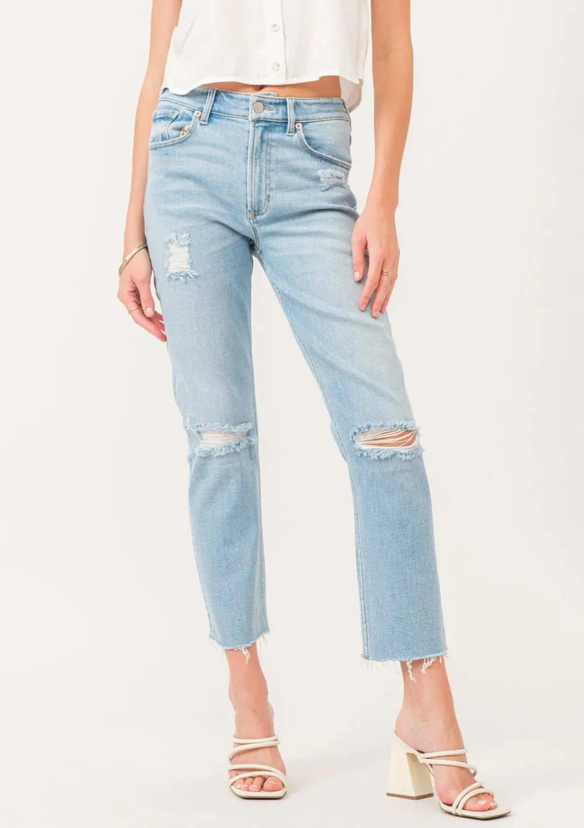 Adalynn Super High Rise Cropped Straight Jeans - Daytona