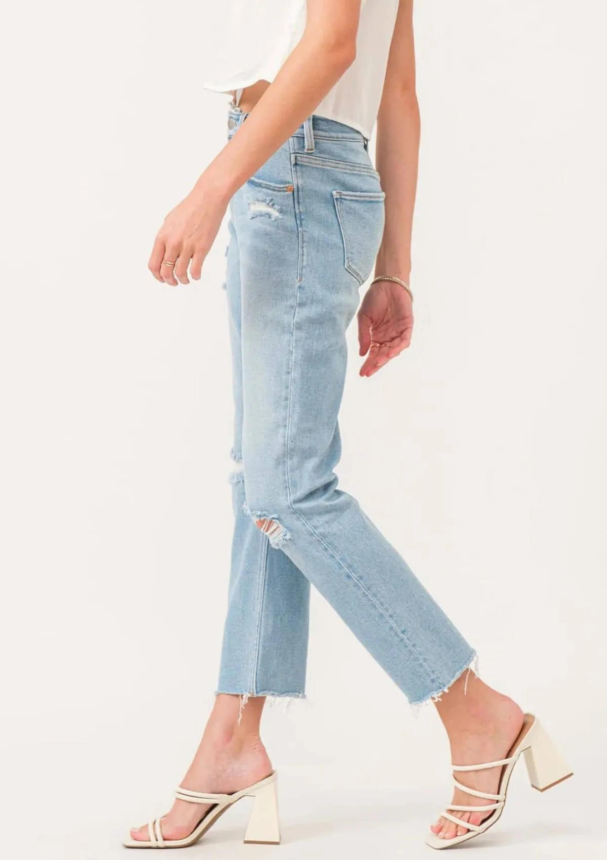 Adalynn Super High Rise Cropped Straight Jeans - Daytona