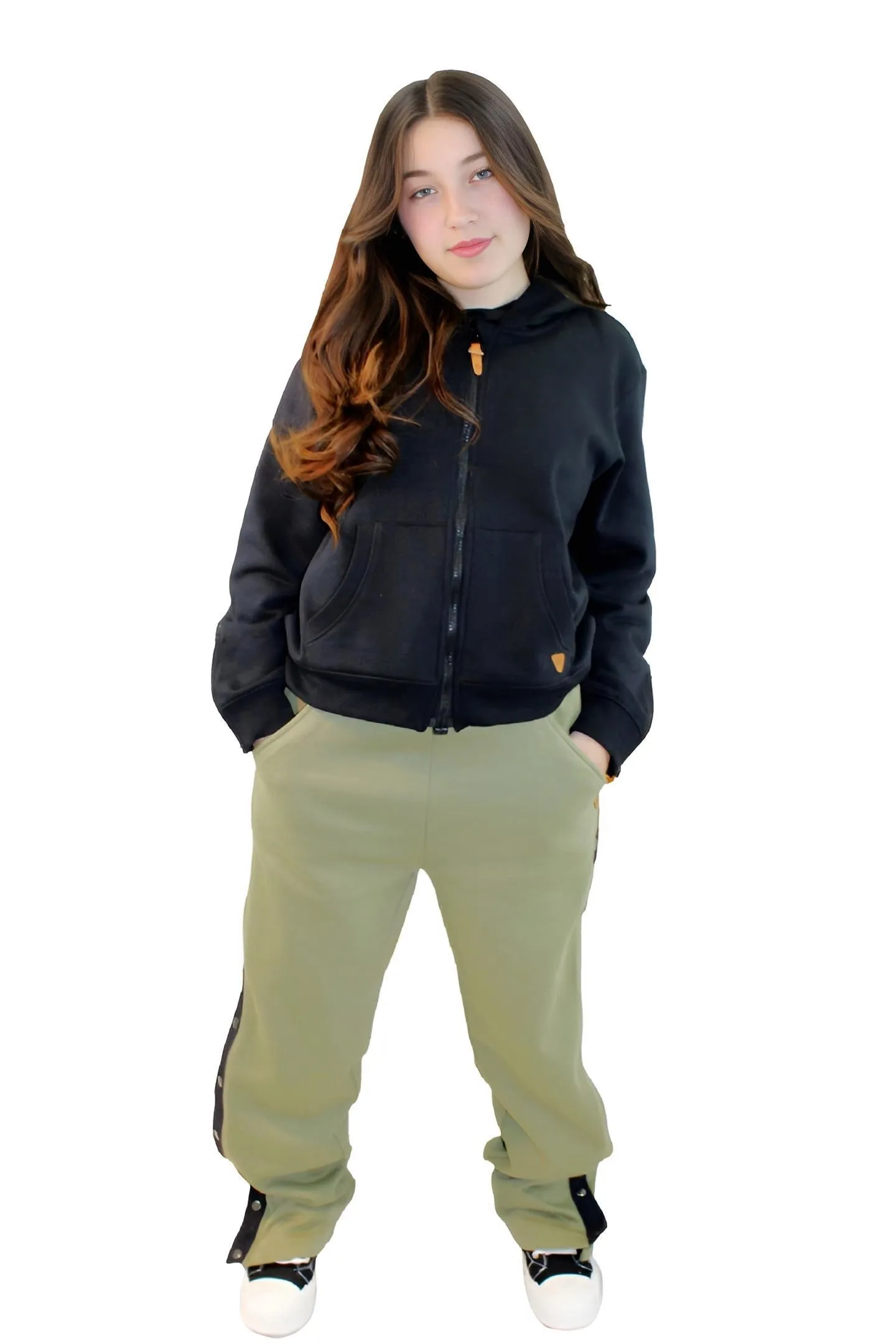 Adaptive Kids Sweatpants, with Full Elastic Waist & Side Full Zipper for Easy Undressing