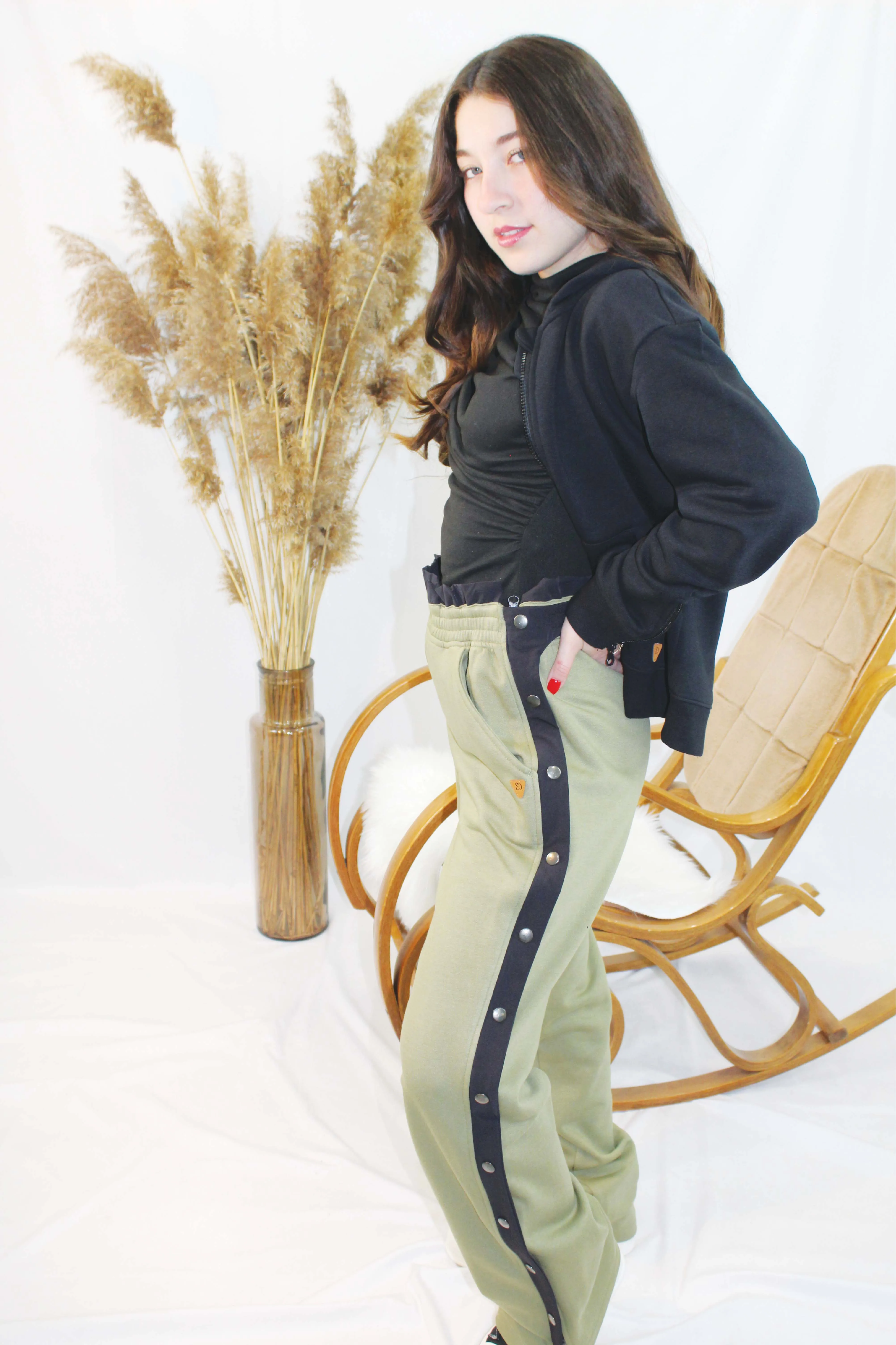 Adaptive Kids Sweatpants, with Full Elastic Waist & Side Full Zipper for Easy Undressing