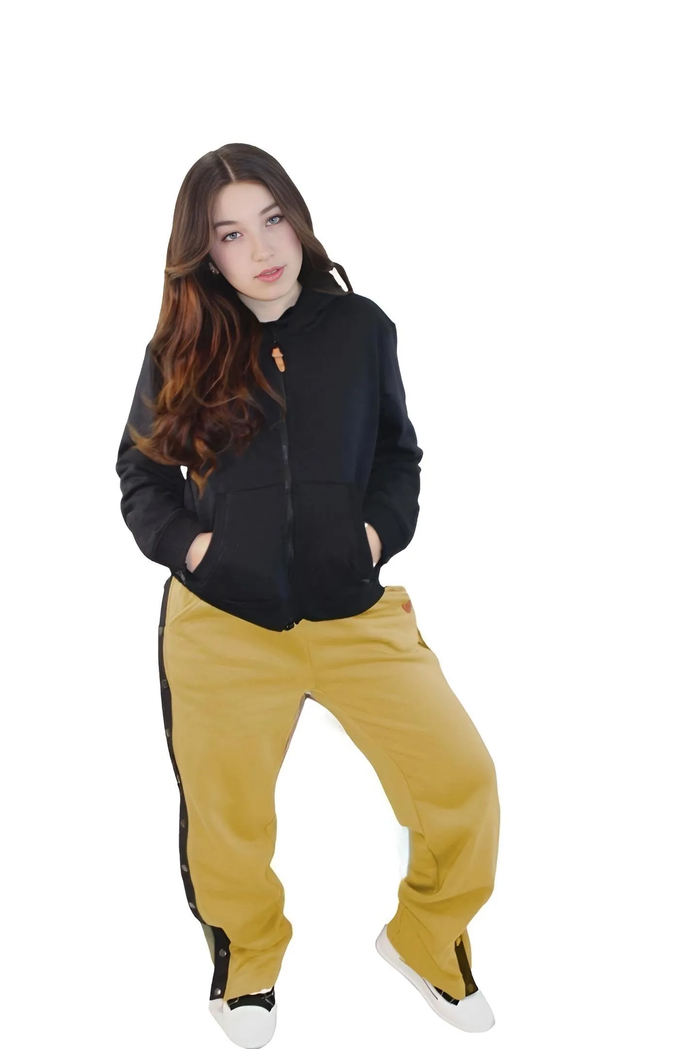 Adaptive Kids Sweatpants, with Full Elastic Waist & Side Full Zipper for Easy Undressing