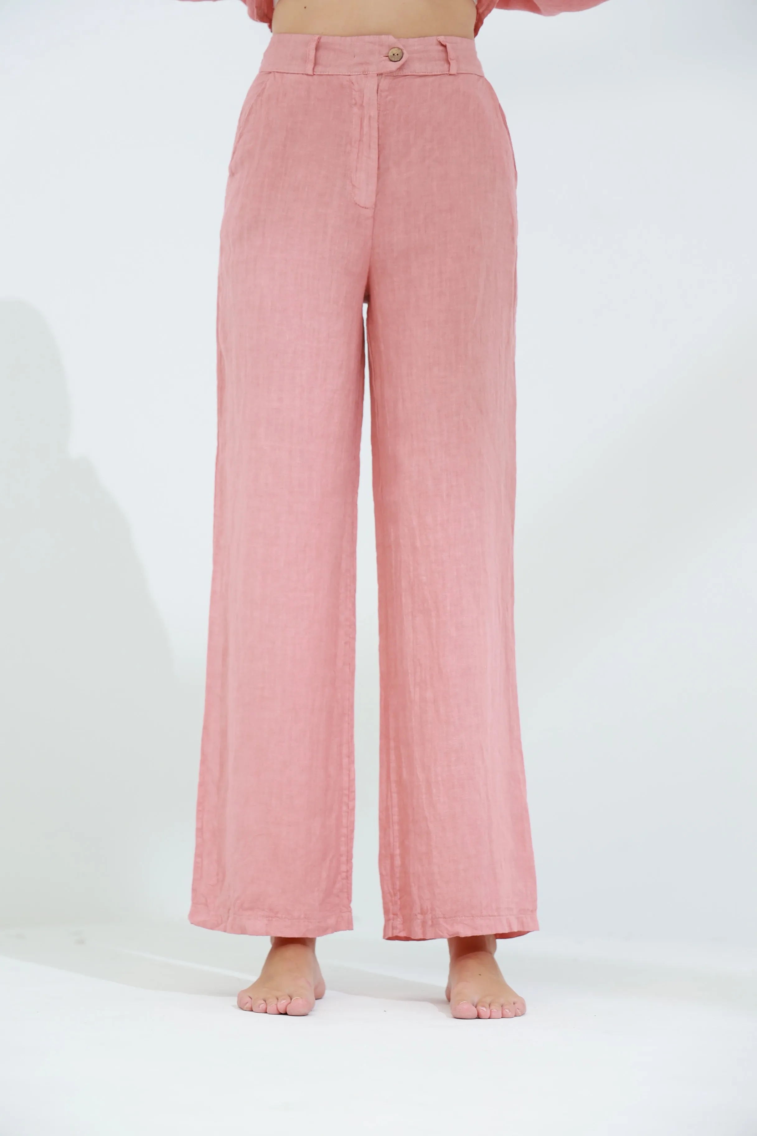 Armonia Straight Leg Linen Pants Caramel