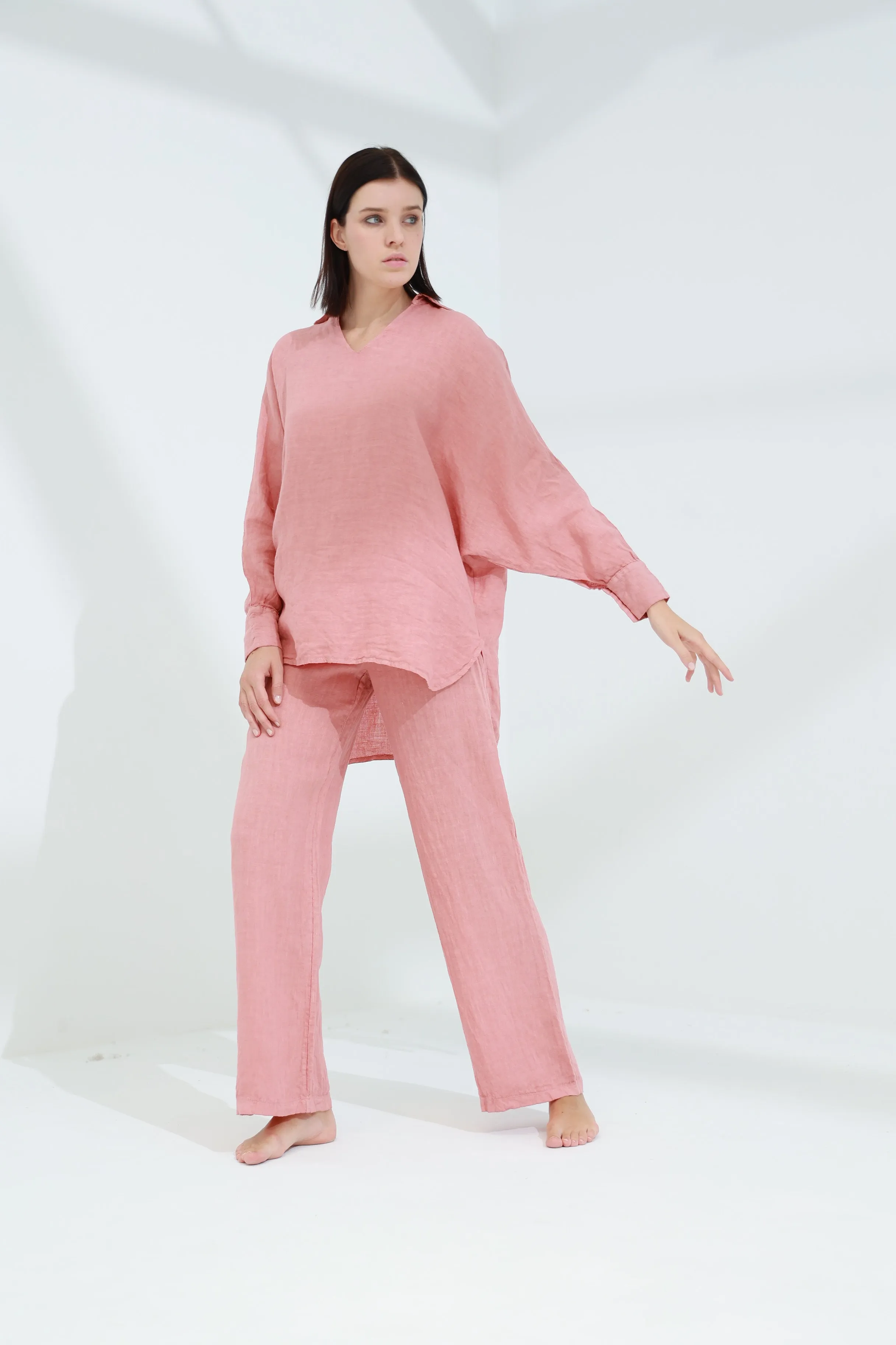 Armonia Straight Leg Linen Pants Caramel