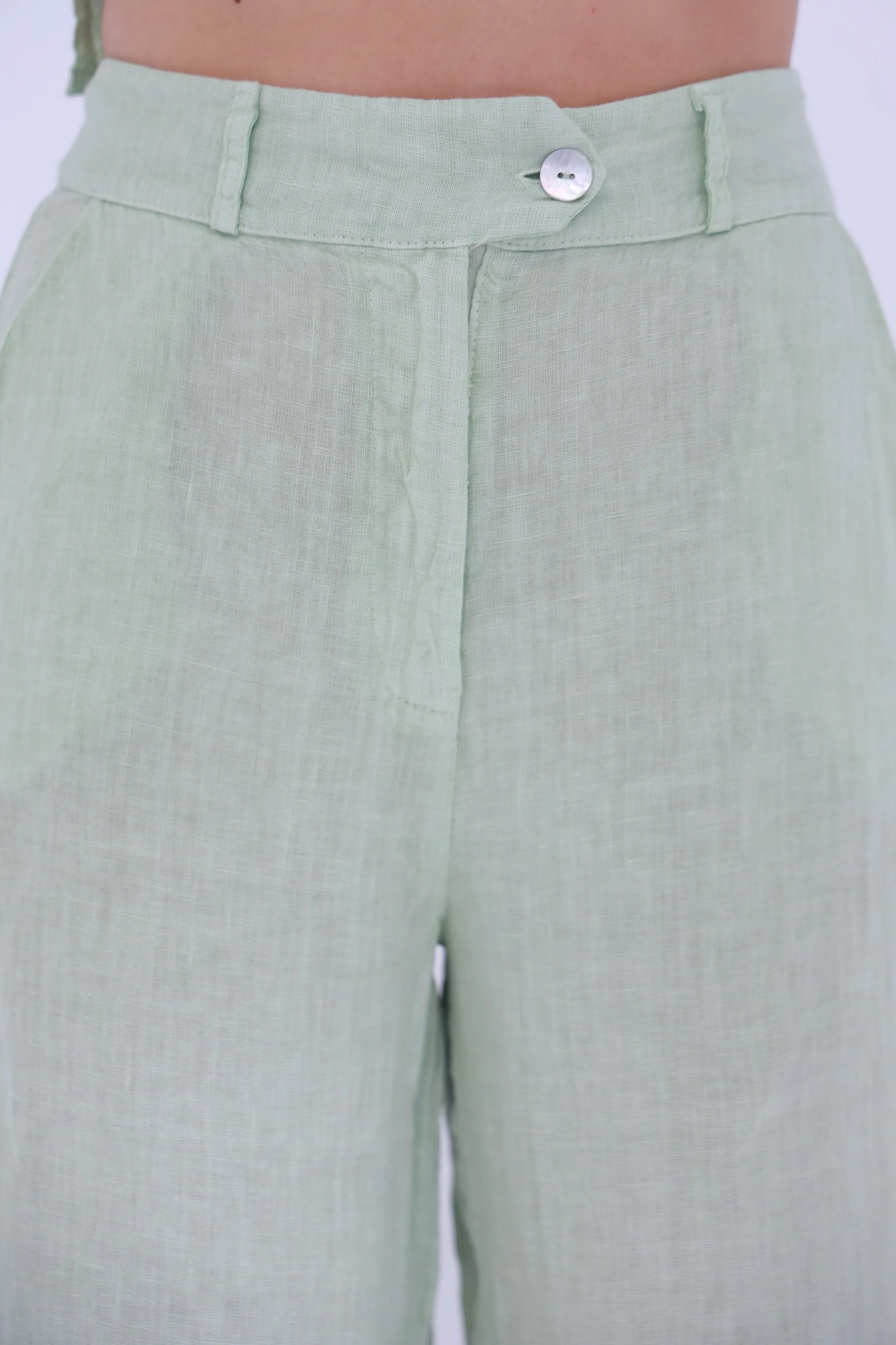 Armonia Straight Leg Linen Pants Verdino