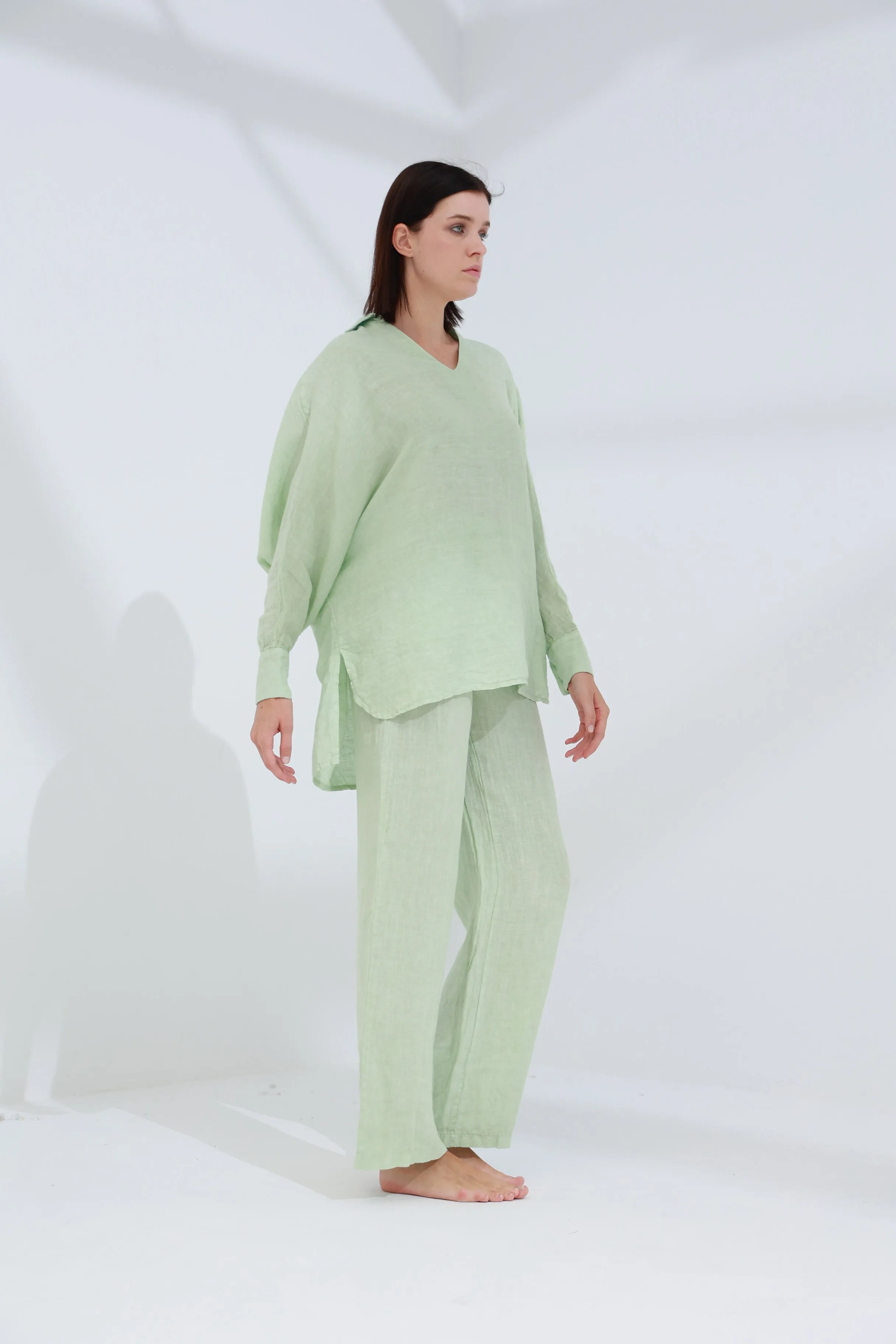 Armonia Straight Leg Linen Pants Verdino