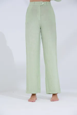 Armonia Straight Leg Linen Pants Verdino