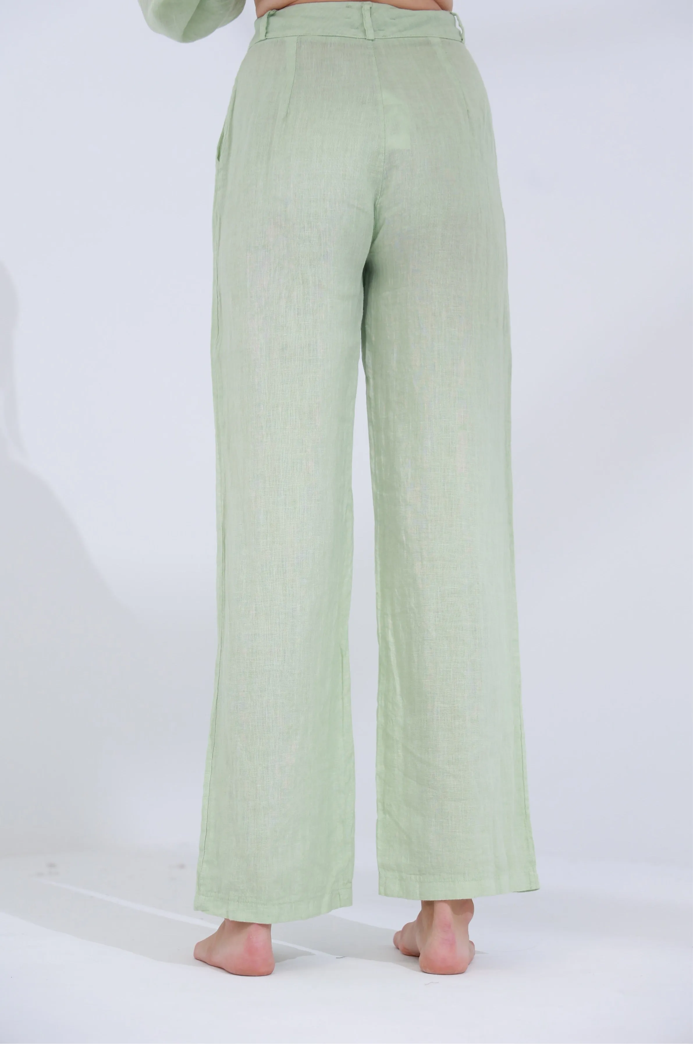 Armonia Straight Leg Linen Pants Verdino