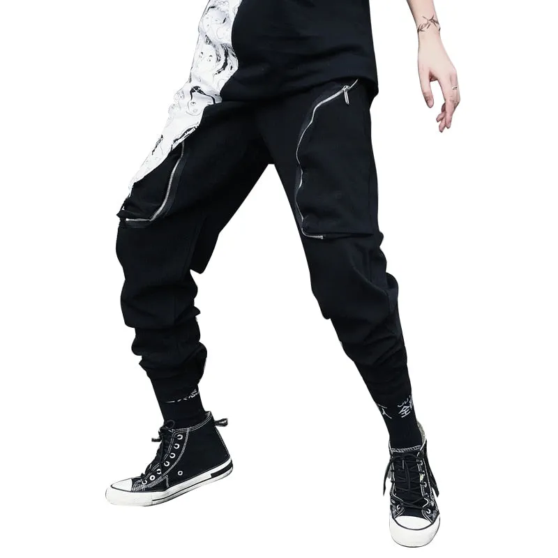 Casual Streetwear Hip Hop Dancing with Oblique Zipper Design Men Pant