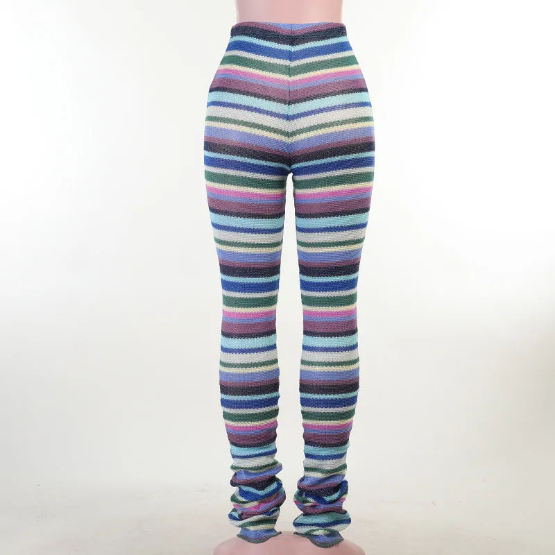 Colorful Striped Skinny Stacked Leggings