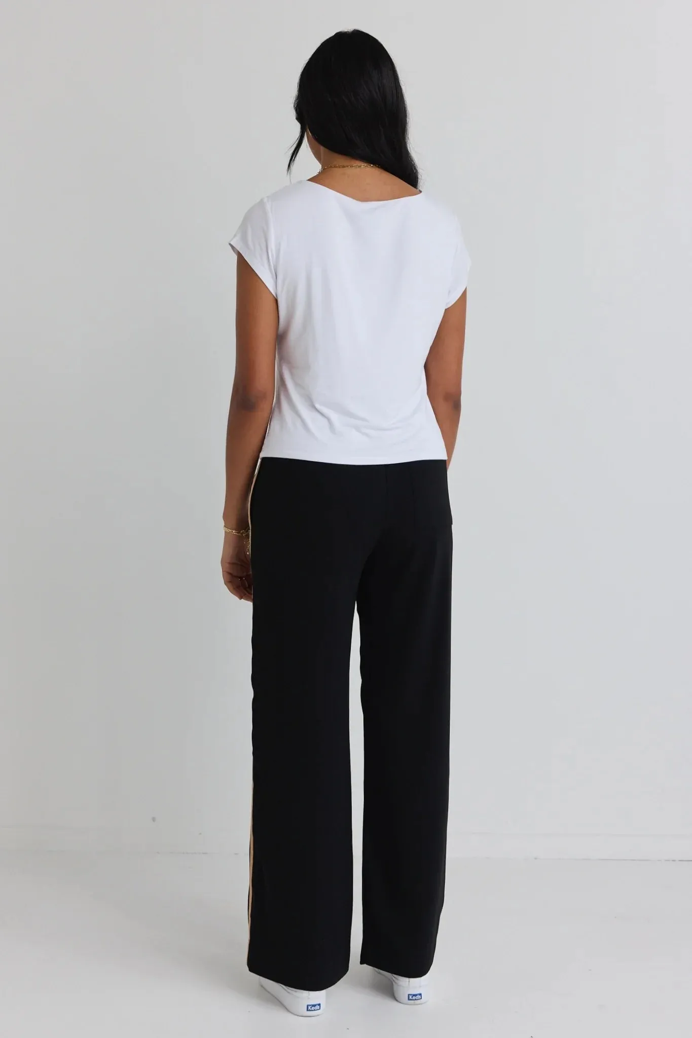 Confidant Leg Crepe Wide Pants - Black Stripe