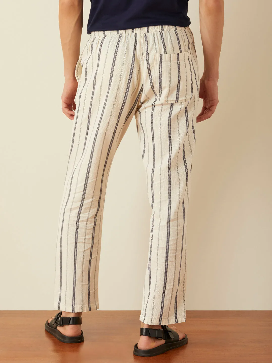 Cream Plain Loose Pants