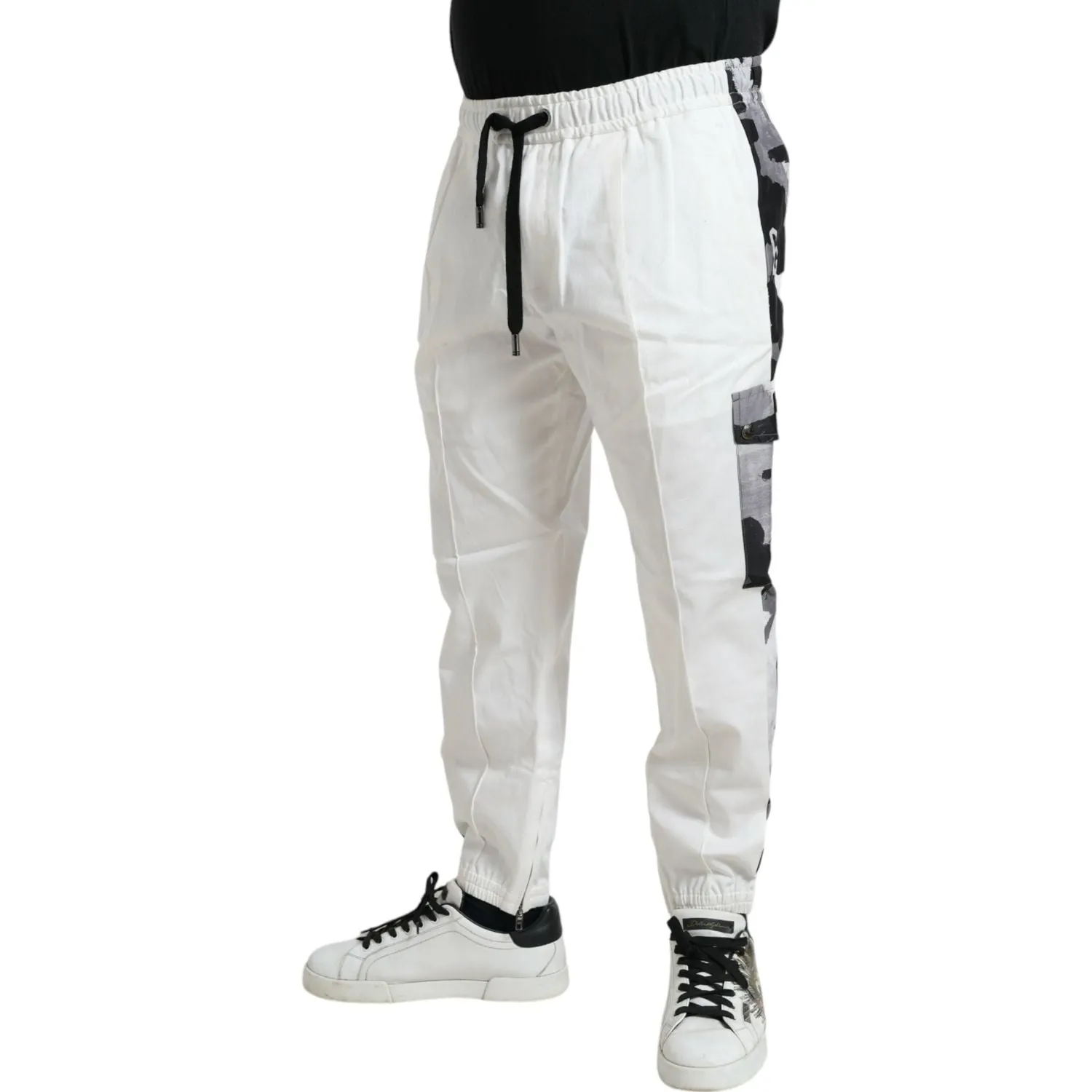 Dolce & Gabbana Elegant White Cotton Blend Jogger Pants