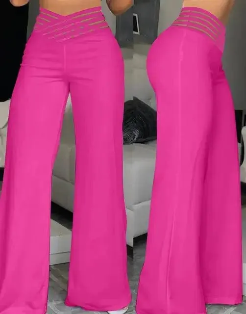 Elegant High Waist Flared Pants