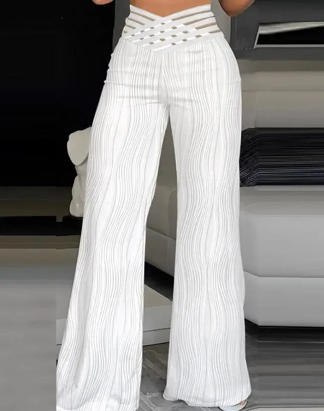 Elegant High Waist Flared Pants