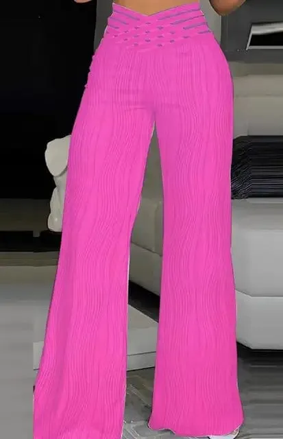 Elegant High Waist Flared Pants