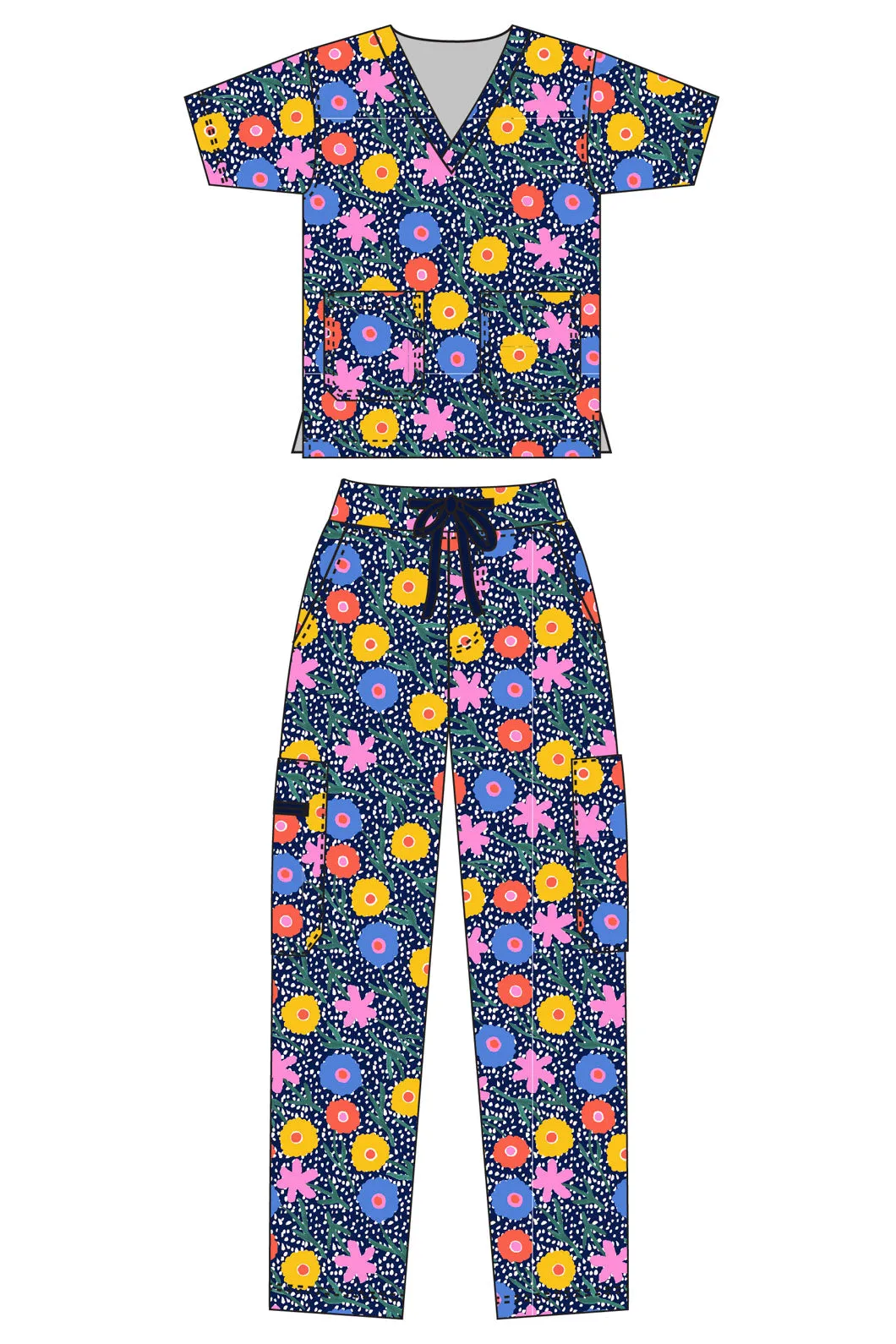 Falling Flowers Scrub Set