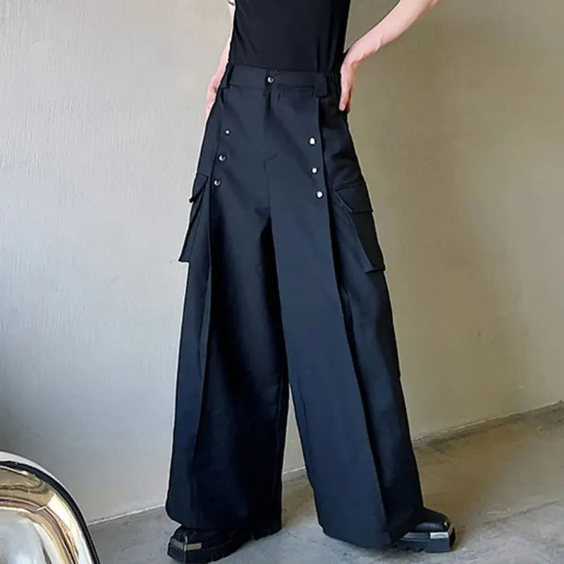 High Waist Metal Piece Pocket Pants