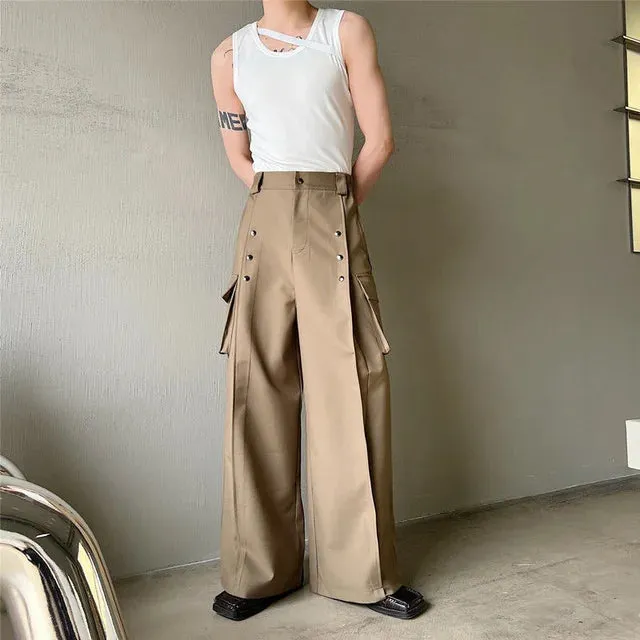 High Waist Metal Piece Pocket Pants