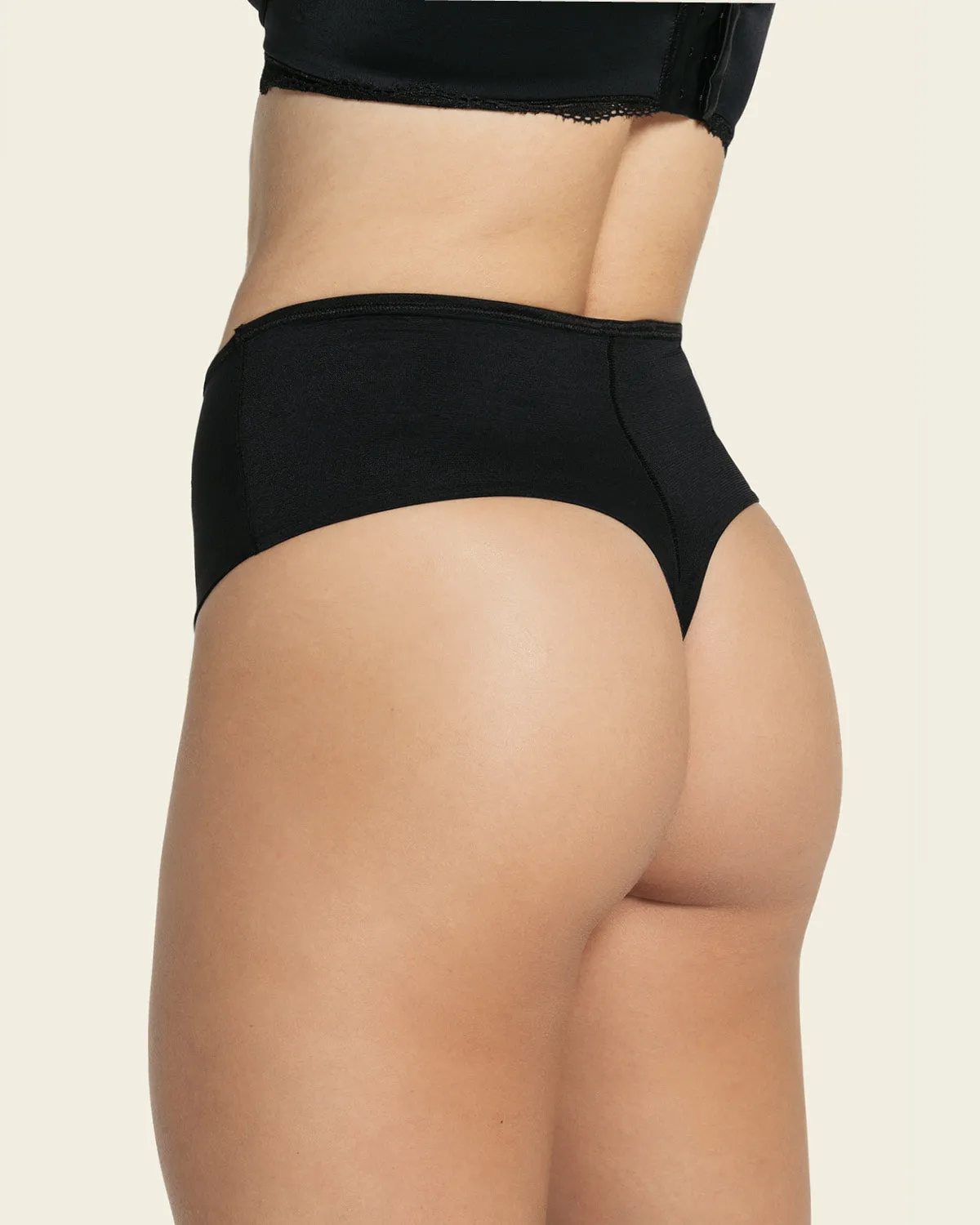 High-Waisted Satin Detail Shaping Thong