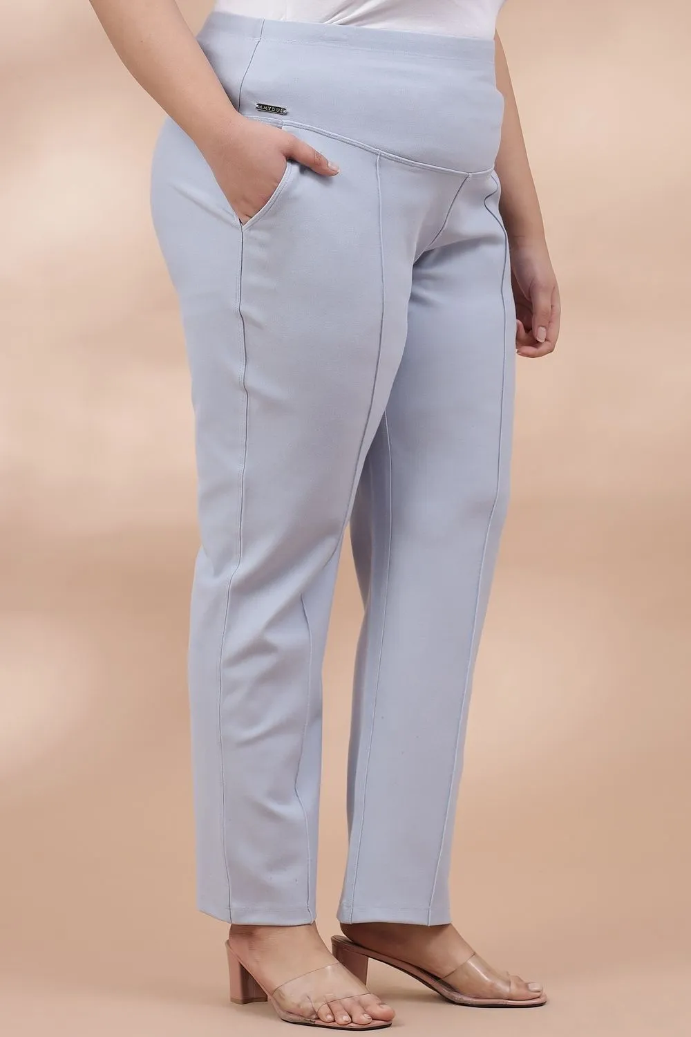 Ice Blue Crease Seam Tummy Tucker Pants