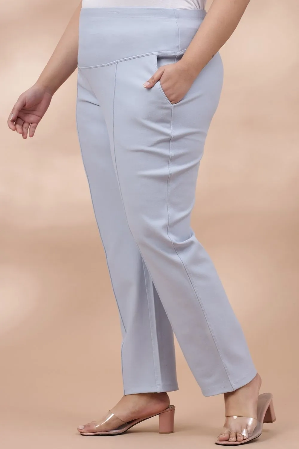 Ice Blue Crease Seam Tummy Tucker Pants