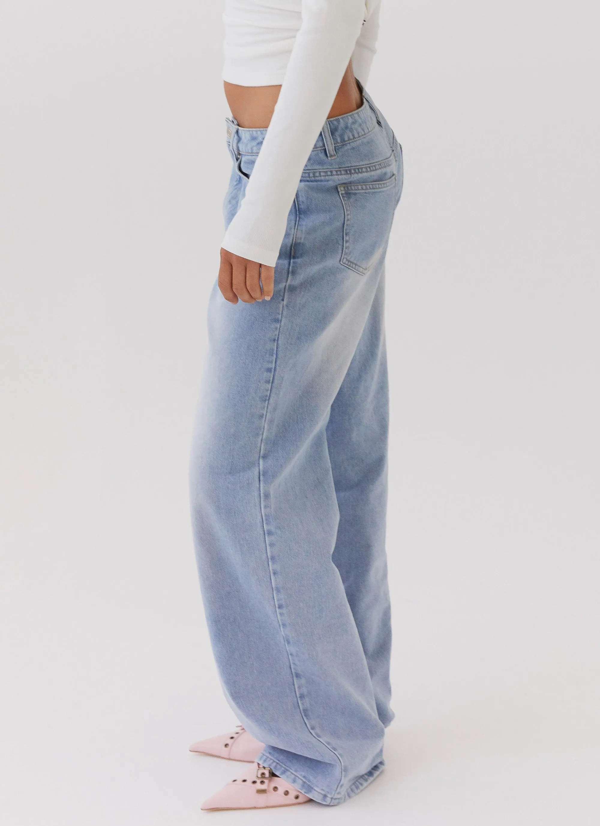 Keanna Low Rise Denim Jeans - Light Blue