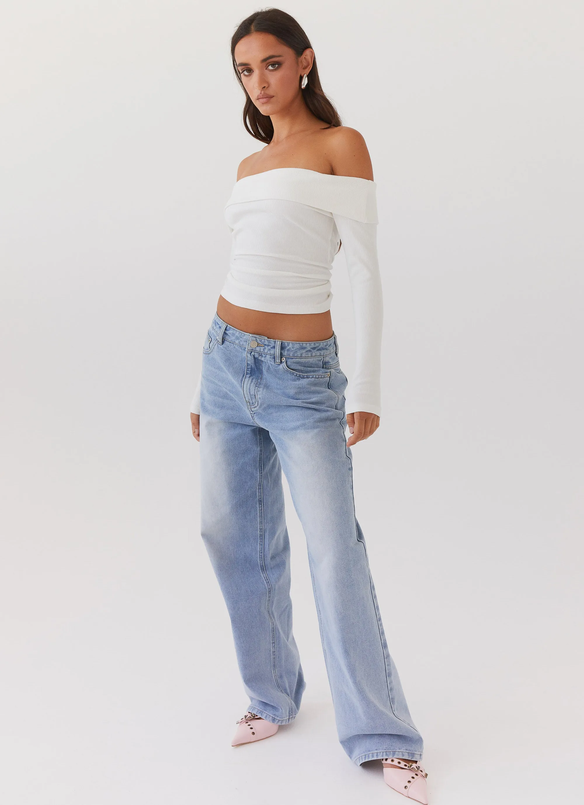 Keanna Low Rise Denim Jeans - Light Blue