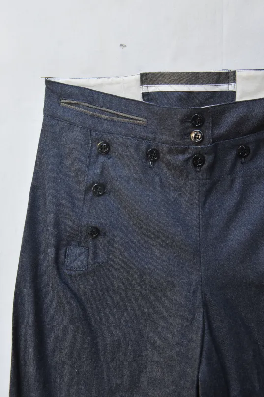 Light Weight Denim Sailor Pants - Dark Indigo -  S