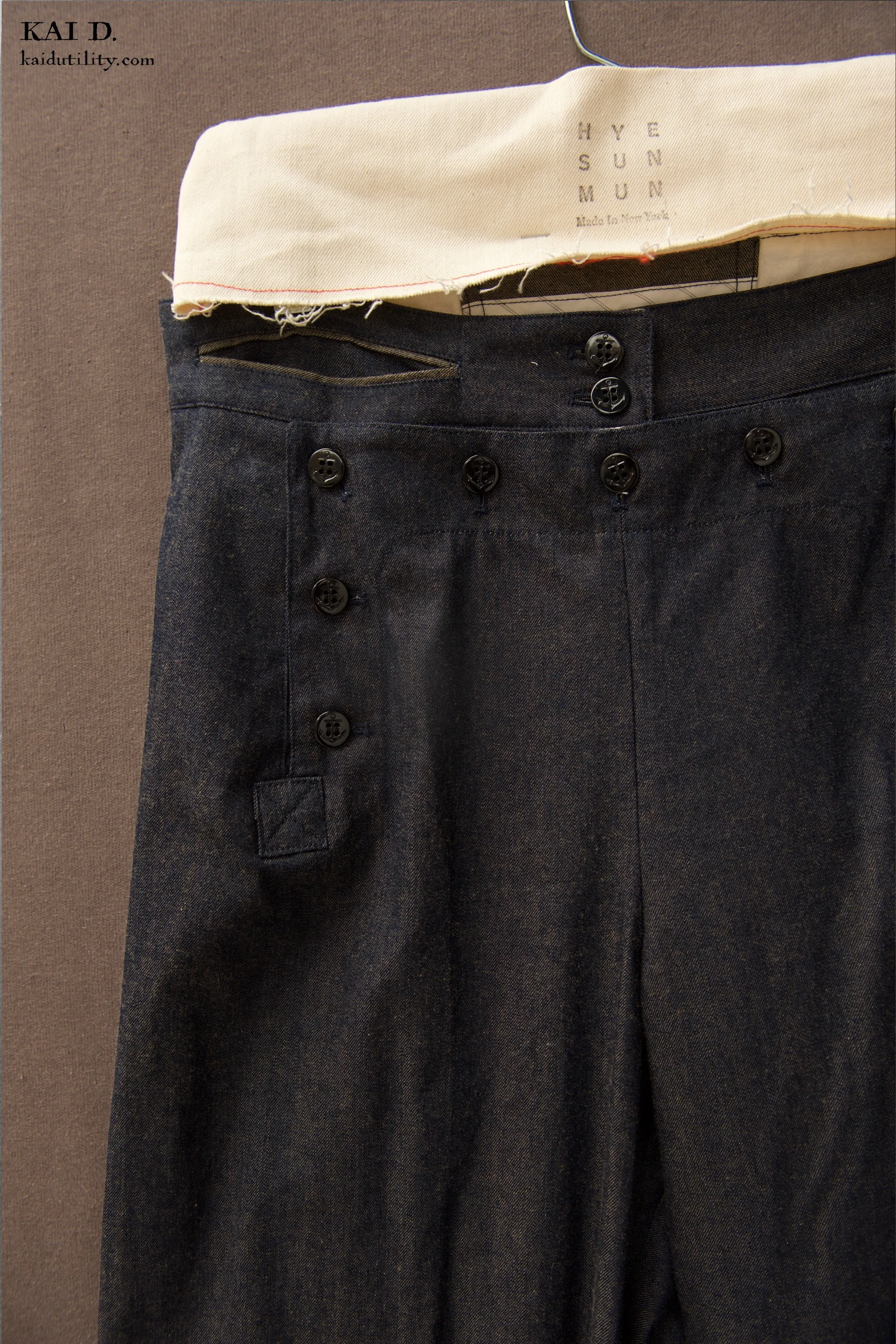 Light Weight Denim Sailor Pants - Dark Indigo -  S