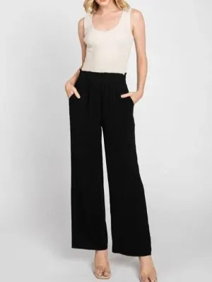 Lyrica Elastic Waist Wide Leg Pant (Assorted Colors)