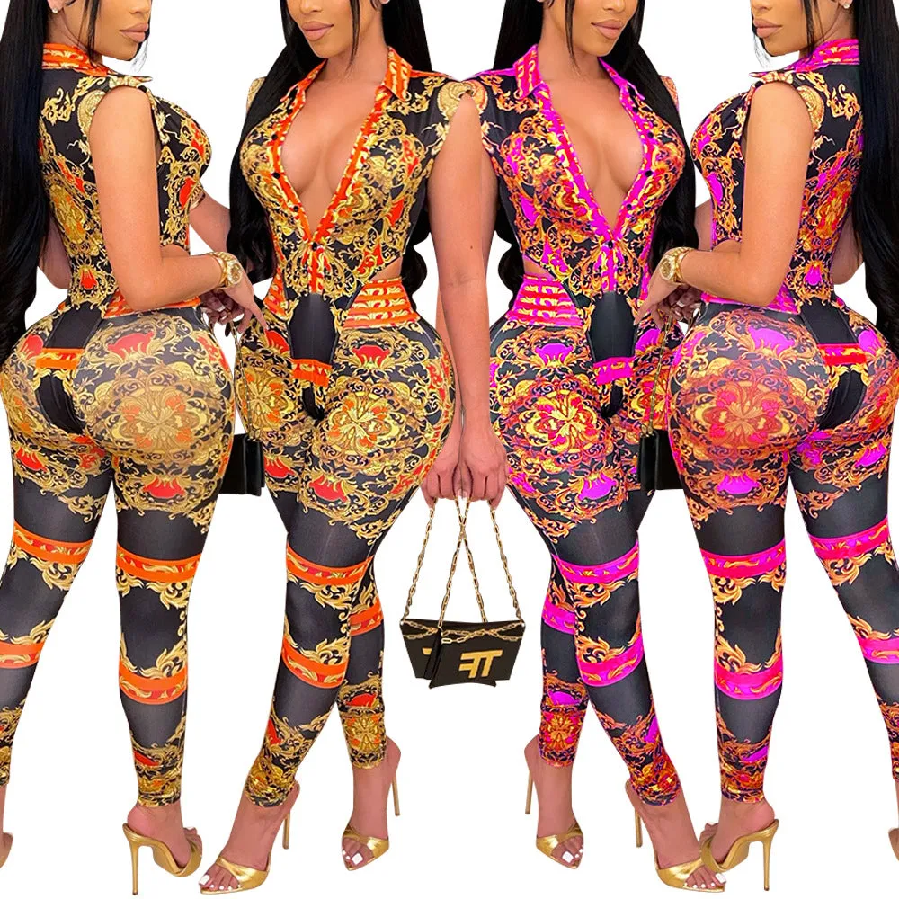 Mandala Tops and High Waist Pants Sets