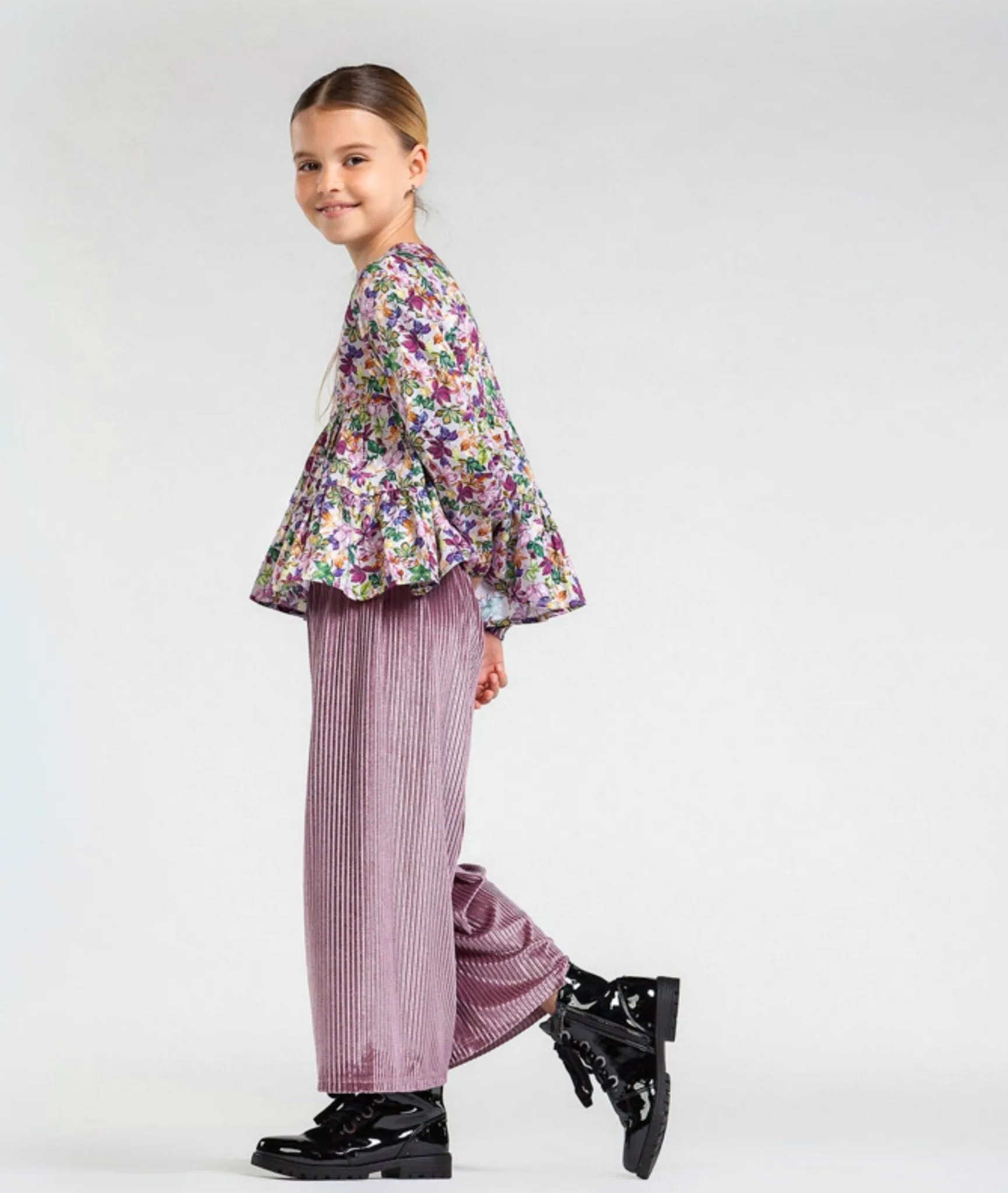 Mayoral Girls Mauve Velvet Culotte Girls Pants