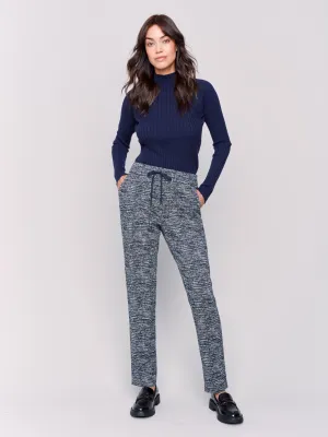 Plaid Knit Jogger Pants - Navy