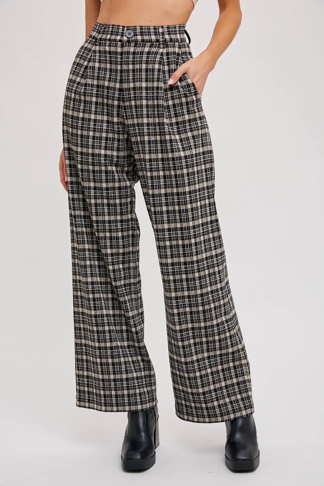 PLAID WIDE PANTS