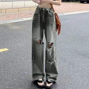 Ripped High Waist E Girl Vintage Streetwear Holes Rips Baggy Pants