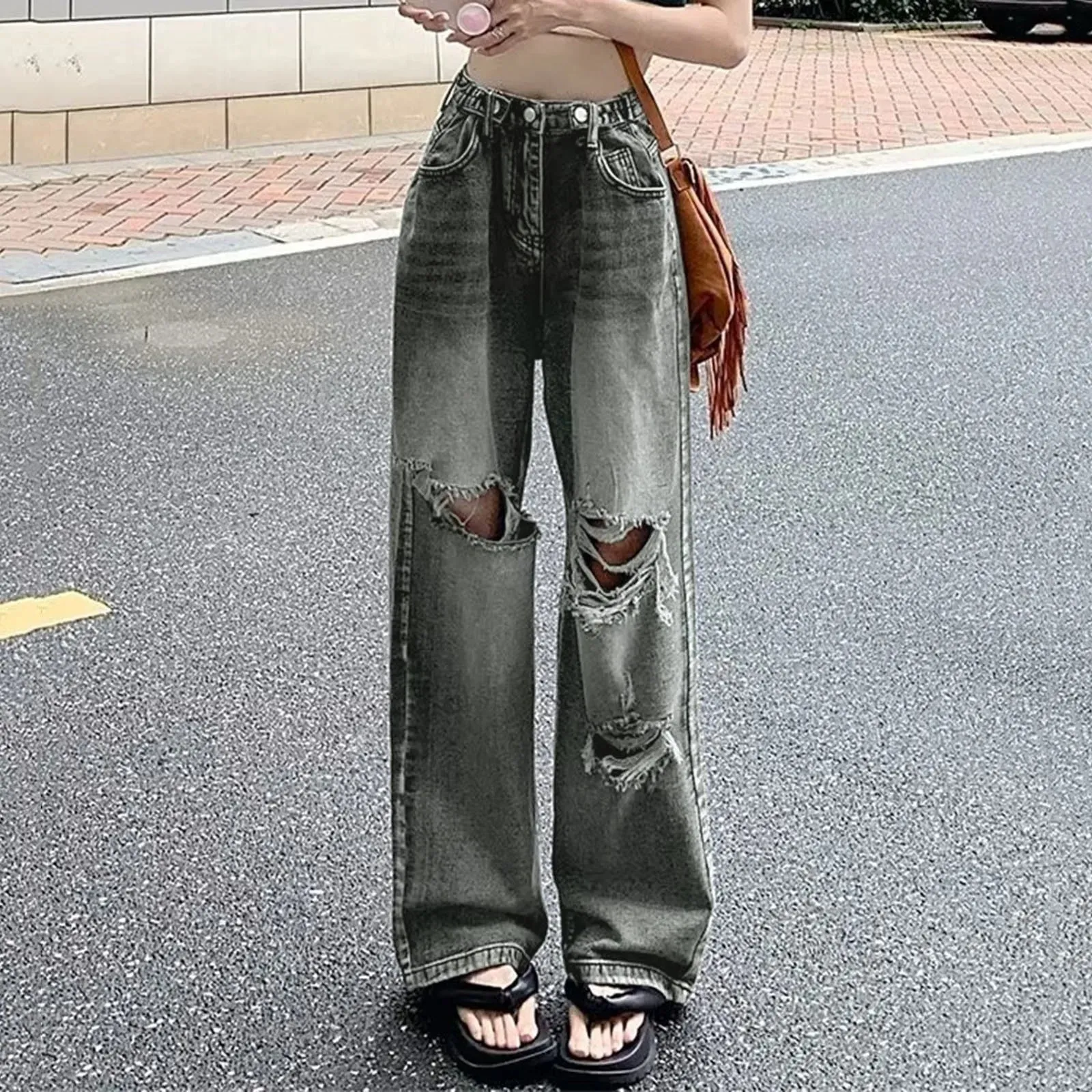 Ripped High Waist E Girl Vintage Streetwear Holes Rips Baggy Pants