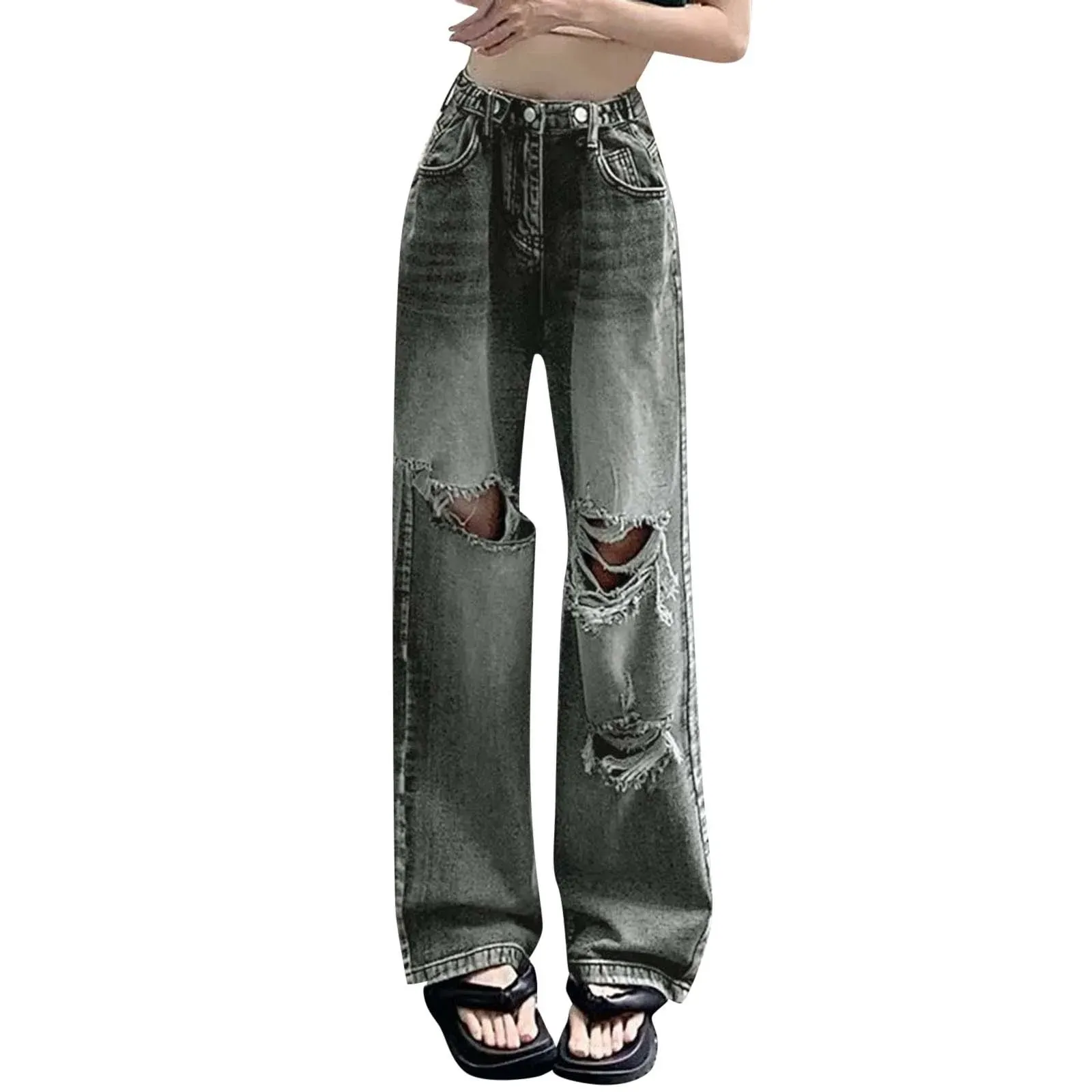 Ripped High Waist E Girl Vintage Streetwear Holes Rips Baggy Pants