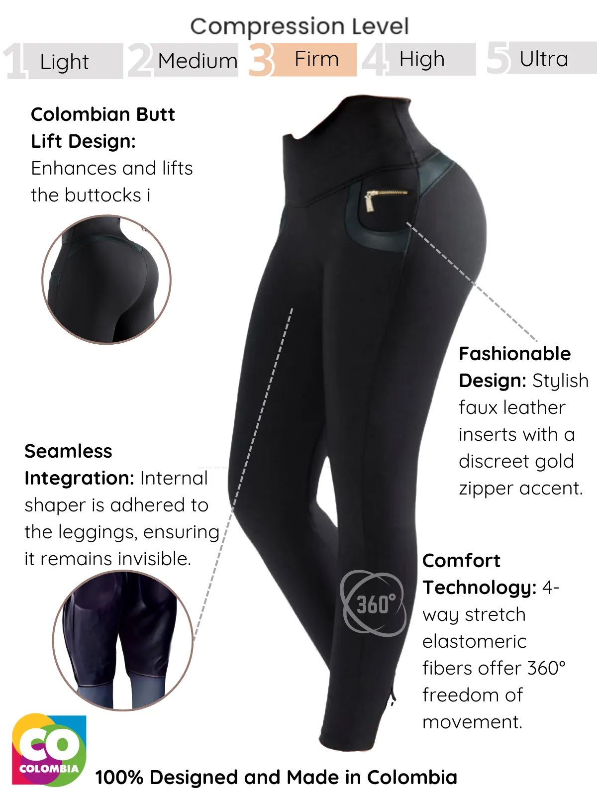 Sculpting Leggings with Butt Lift, Cellulite Concealment & Faux Leather Detail – Ultimate Shaping & Style