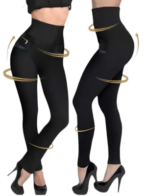 Sculpting Leggings with Butt Lift, Cellulite Concealment & Faux Leather Detail – Ultimate Shaping & Style