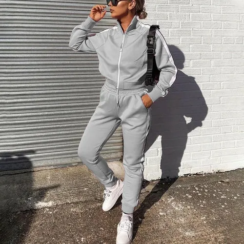 Solid Color Women Sport Suit Two-piece Set