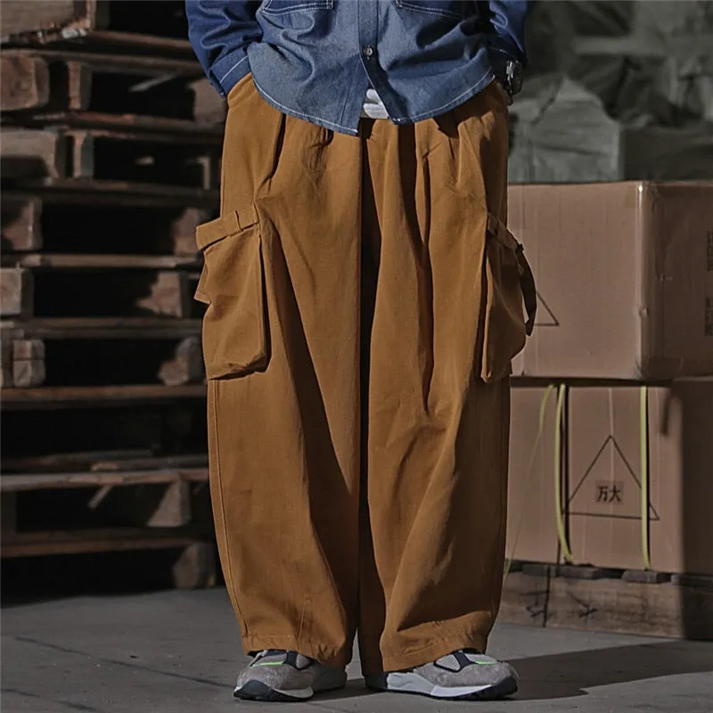 Solid Mono Color Baggy Cargo Pants