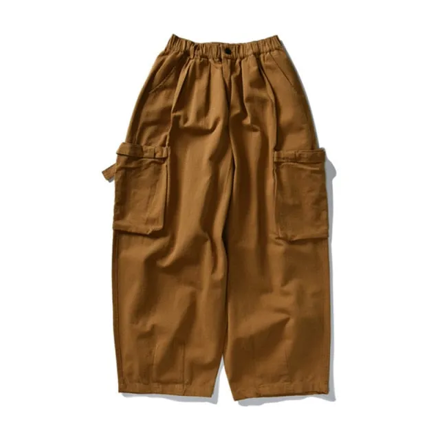 Solid Mono Color Baggy Cargo Pants