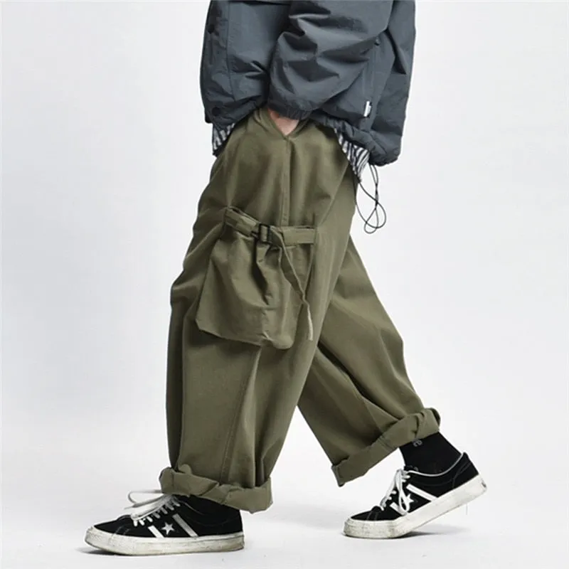 Solid Mono Color Baggy Cargo Pants