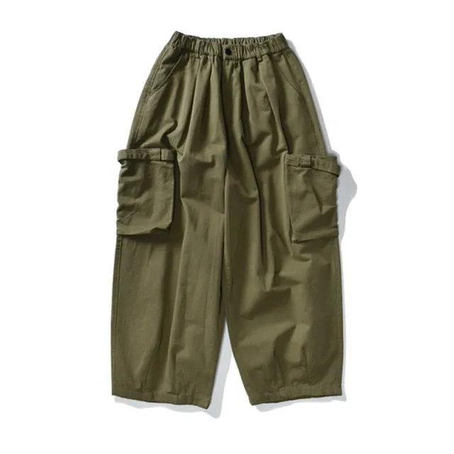 Solid Mono Color Baggy Cargo Pants