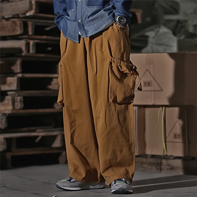 Solid Mono Color Baggy Cargo Pants