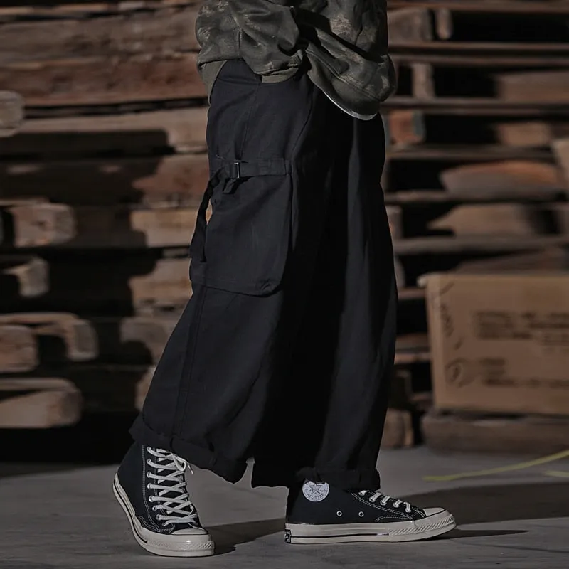 Solid Mono Color Baggy Cargo Pants