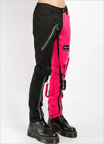 SPLIT LEG BONDAGE PANT - BLK PNK