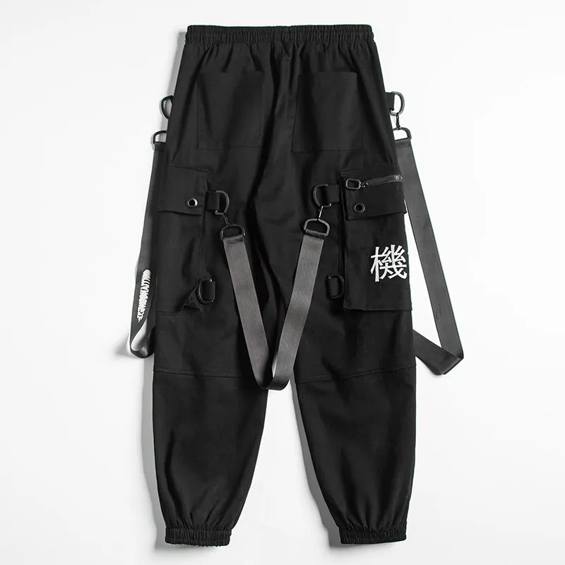 Strap Accent Streetwear Style Men Jogger Pants