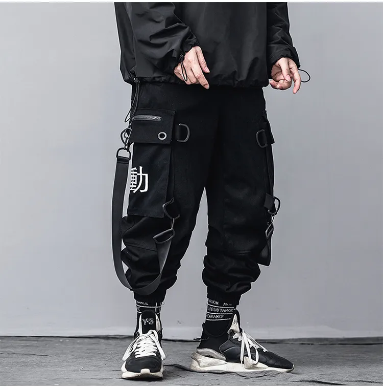 Strap Accent Streetwear Style Men Jogger Pants