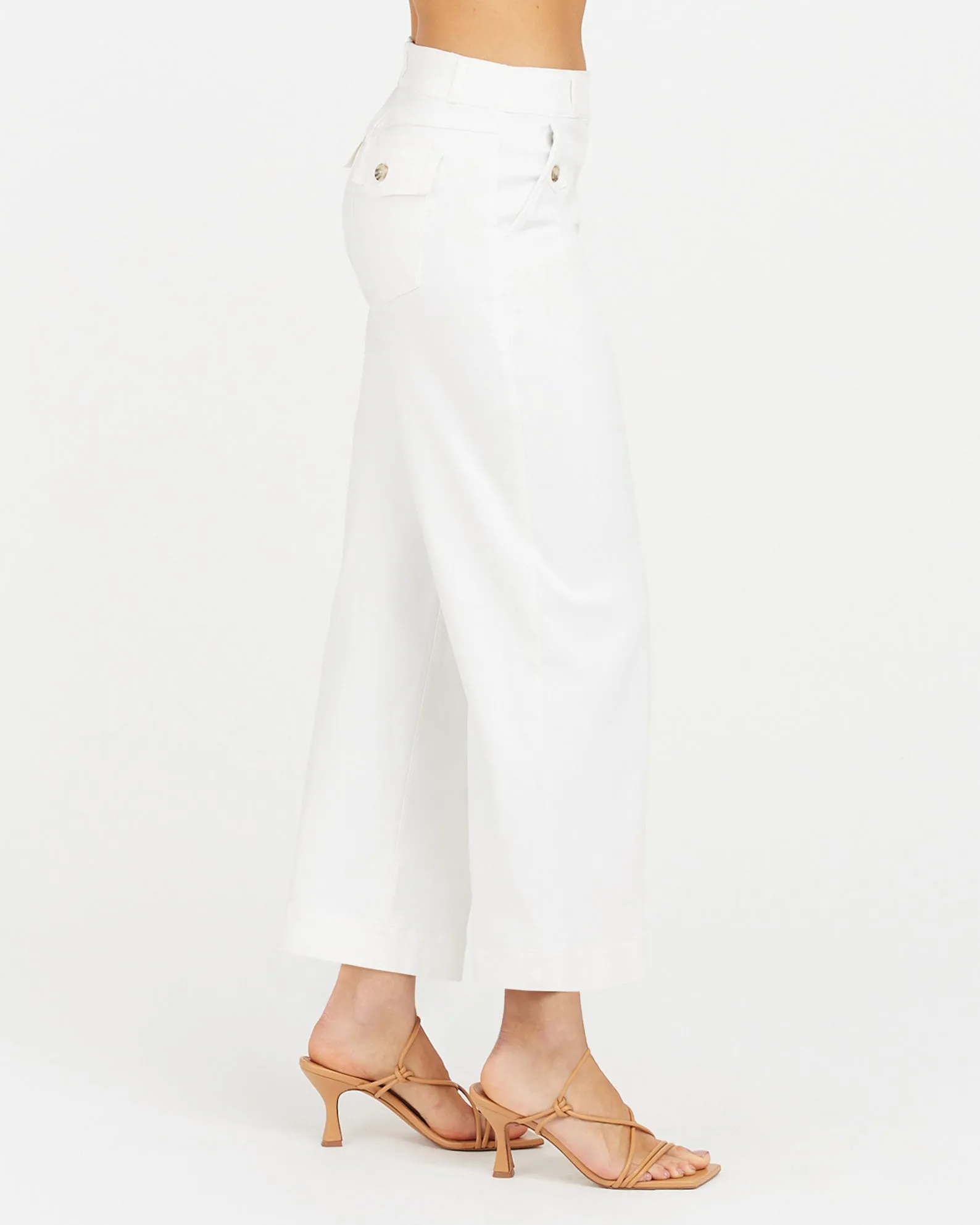 STRETCH TWILL CROPPED WIDE LEG PANT